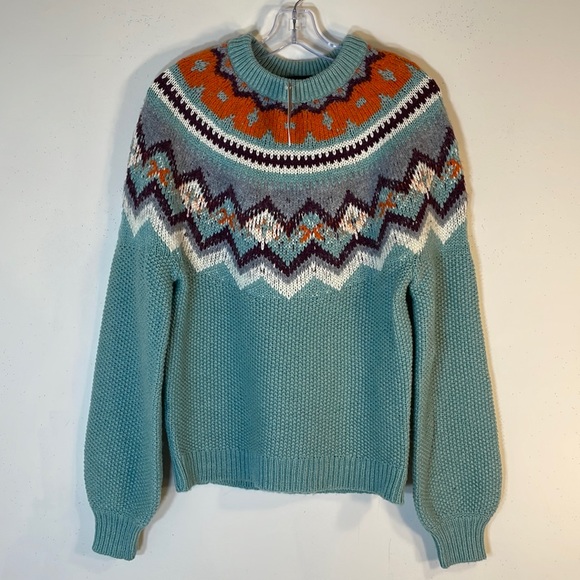 J. Crew Sweaters - NWT. J Crew Medium Zig Zag Fair Isle Lambs Wool Alpaca Blend Sweater.